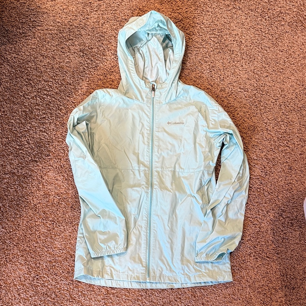 Columbia Kids Pale Blue Hooded Rain Shell
